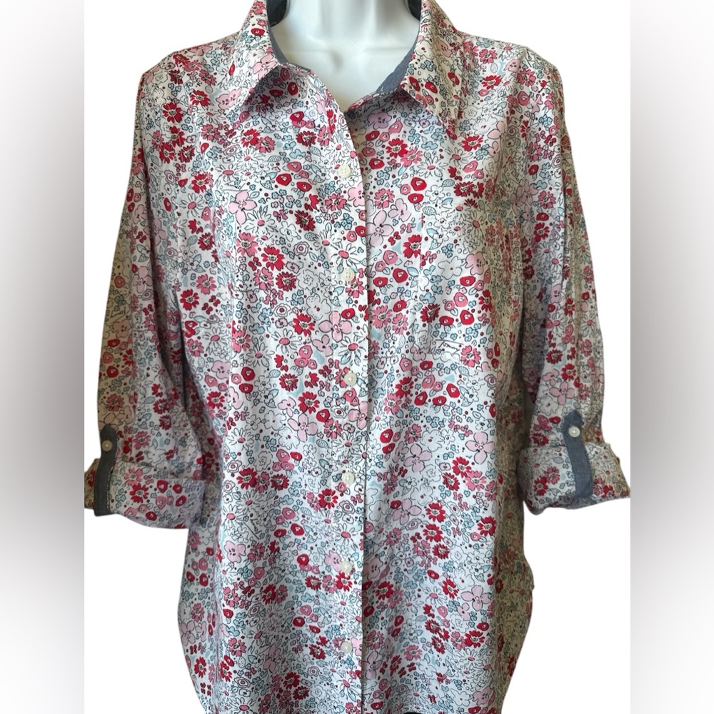 Tommy Hilfiger Floral Long--Sleeved Blouse Women’s Size L